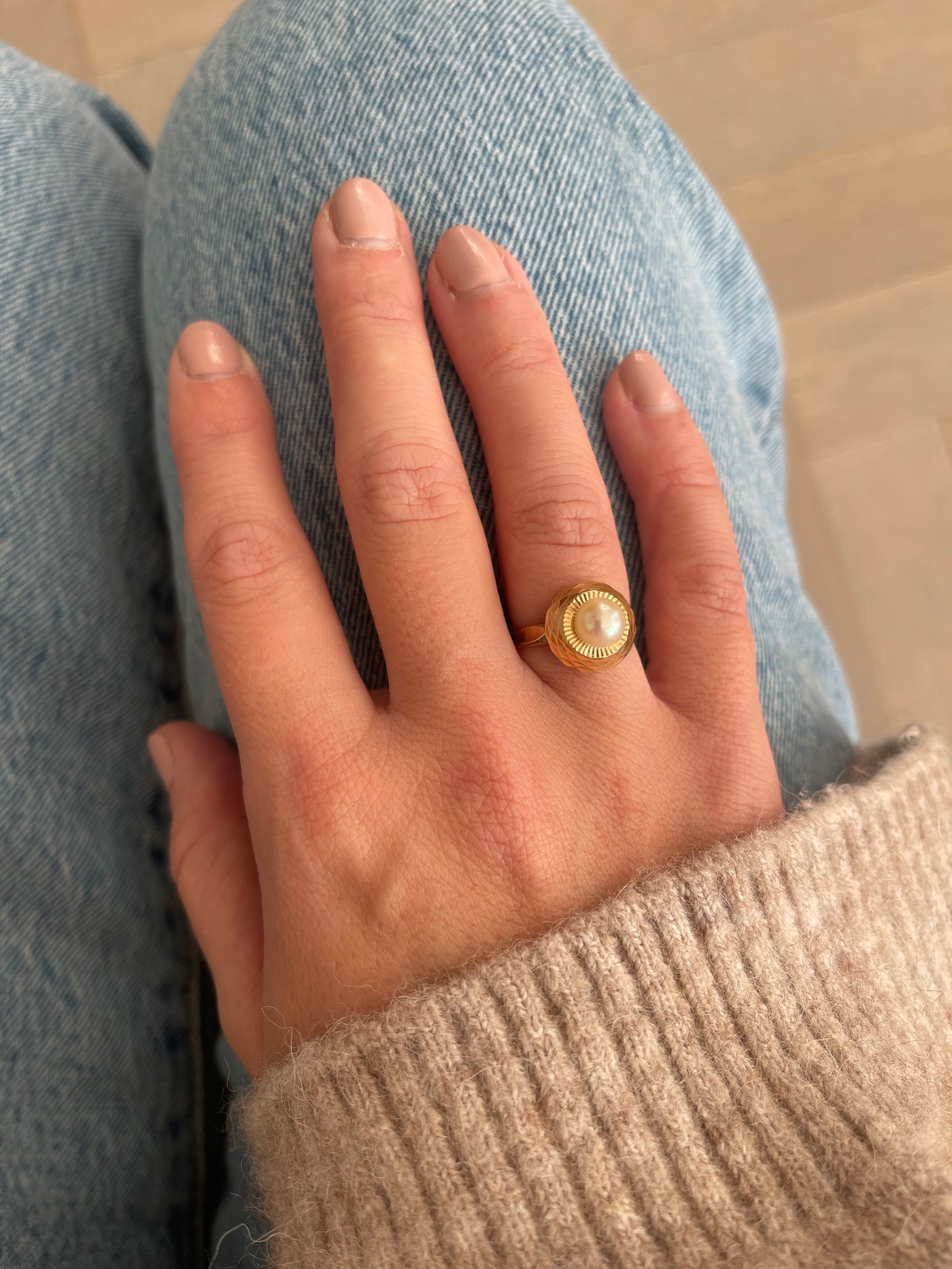'Genevieve' 18ct Gold French Vintage Pearl Ring