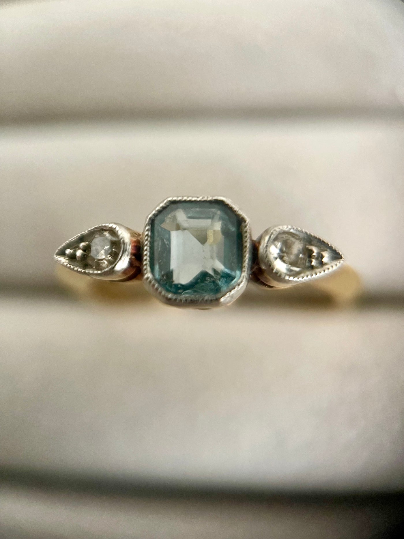 'Elise' 18ct Gold Aquamarine and Diamond Ring