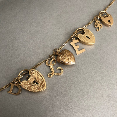 Vintage Kingdom of Hearts 18 Karat Gold Charm Bracelet