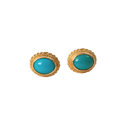 'Athena' 9ct Gold Turquoise Vintage Earrings