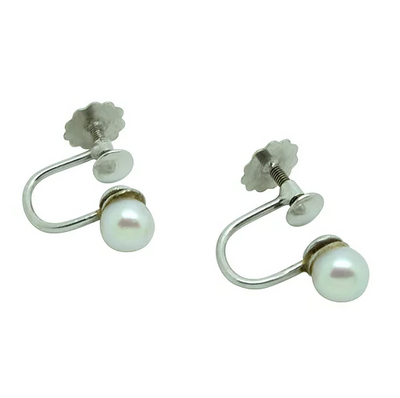 'Jane' 9ct White Gold Pearl Vintage Earrings