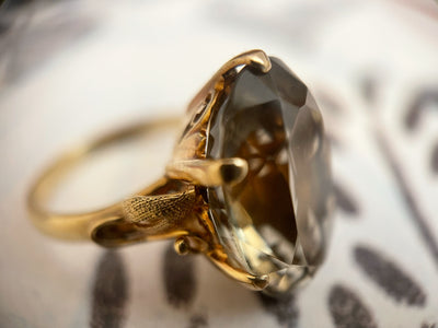 'Daphne' 9ct Vintage Smokey Quartz Cocktail Ring