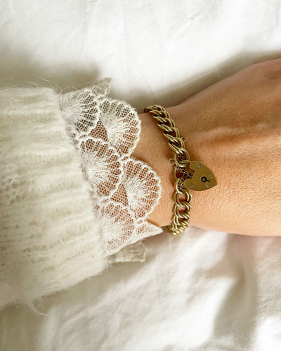 'Edith' 9ct Gold Double Link Vintage Charm Bracelet