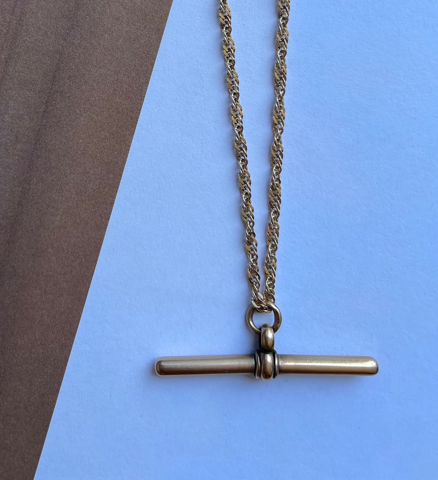 'Billie' 9ct Rose Gold Vintage Chunky T-Bar Pendant