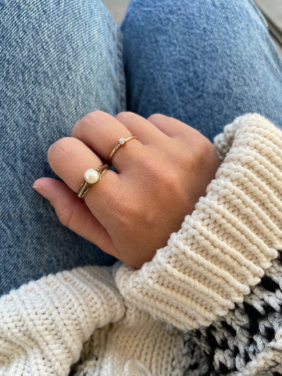 'Arietta' Vintage 9ct Gold Pearl Ring