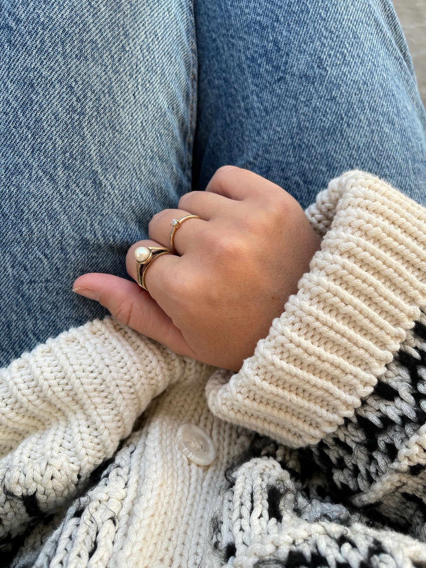 'Arietta' Vintage 9ct Gold Pearl Ring