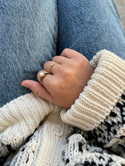 'Arietta' Vintage 9ct Gold Pearl Ring