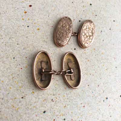 'Arthur' Solid Rose Gold Floral Cufflinks