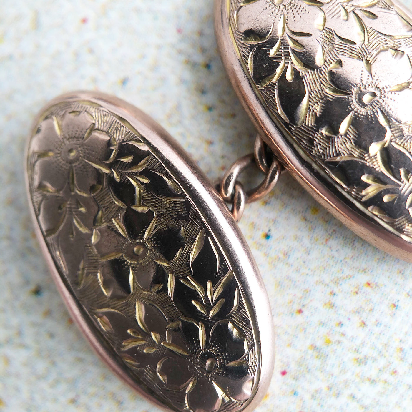 'Arthur' Solid Rose Gold Floral Cufflinks